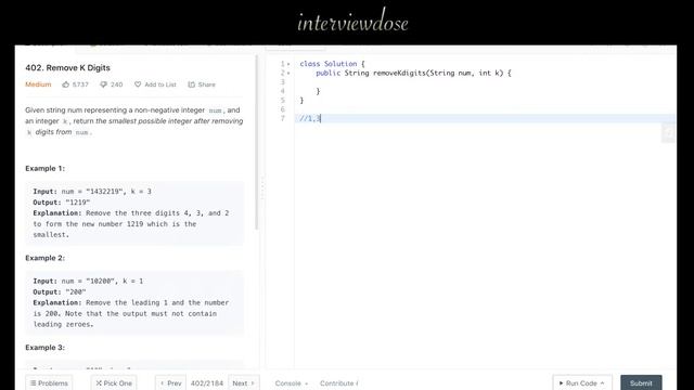 Create Largest Number - Smallest Number by removing K digits смотреть онлайн