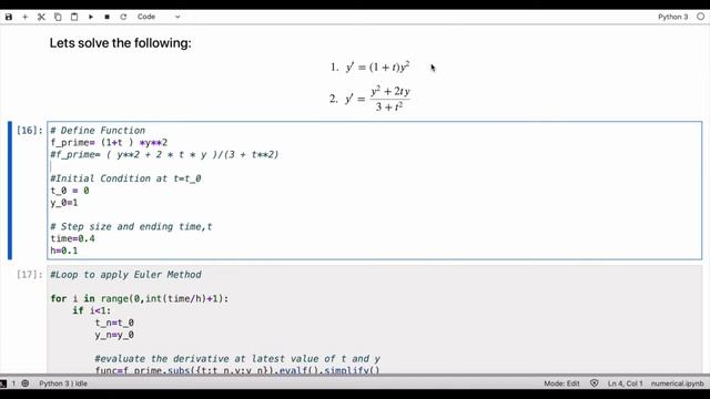 Numerical Solution of Differential Equation in Python using Euler Method смотреть онлайн
