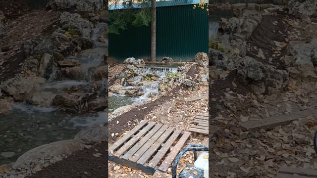 Пруд с ручьём, биоплато и водопадом смотреть онлайн