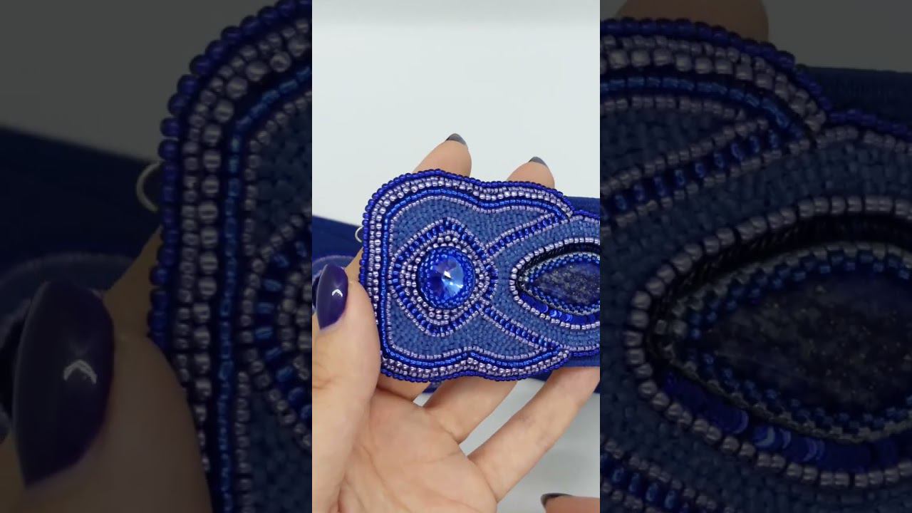 Пояс синий резинка вышитый бисером с лазуритом смотреть онлайн