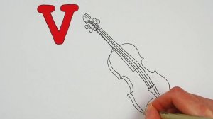 Учим буквы. Английский алфавит. Рисуем скрипку. V   violin