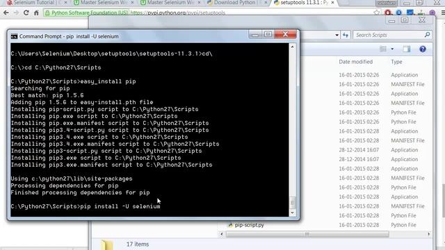 Selenium Python Tutorial - Installing selenium on widows смотреть онлайн