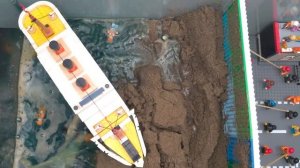 Lego Dam Breach Experiment - Lego People Against Tsunami & Danger of Dam Break & Titanic Sinking