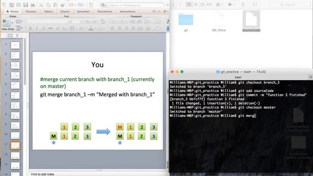 Git Tutorial - Branch, Merge, Resolve merge conflict - Visualized смотреть онлайн