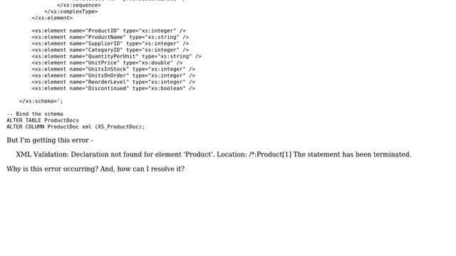 Databases: How to resolve this 'XML Validation: Declaration not found for element' error? смотреть онлайн