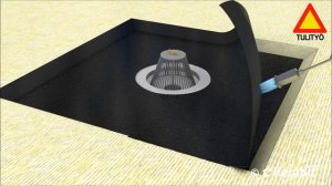 Монтаж соединения кровельной воронки и гидроизоляции на плоских кровлях