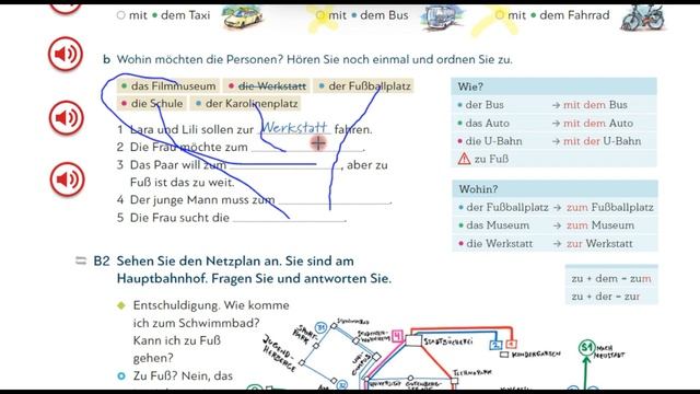 Schritte plus Neu A1.2. Lektion 11B. Как сказать "Я еду на чём-то куда-то". смотреть онлайн
