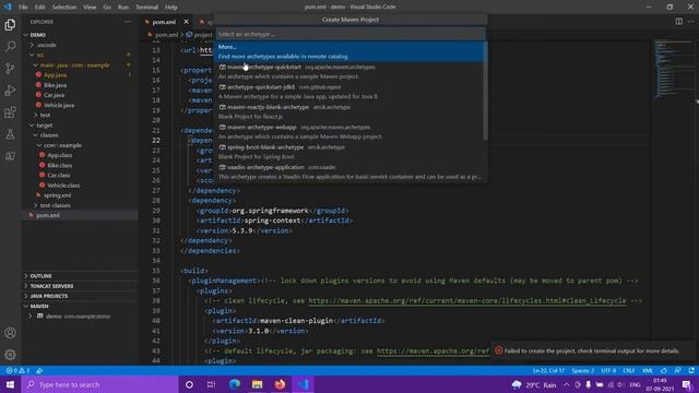How to create a spring maven project in vs code. смотреть онлайн