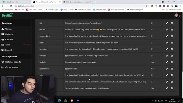 ?Cómo Poner COMANDOS GRACIOSOS Para TROVO! !memide !cornudo !beso !manco | Comandos Divertidos CHAT