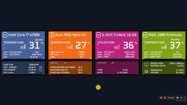 Simplify - Aida64 Sensor Panel 1920x480 created by Exhumed смотреть онлайн