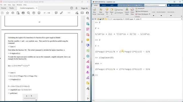 Laplace transform in Matlab смотреть онлайн