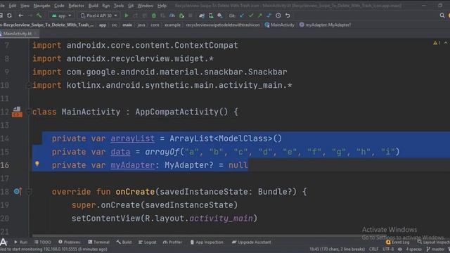 ANDROID - RECYCLER VIEW SWIPE TO DELETE ITEM WITH DELETE ICON || TUTORIAL IN KOTLIN смотреть онлайн