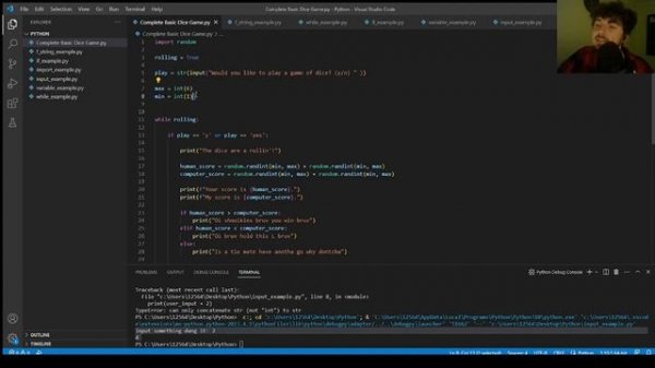 CS230 Python Dice Game for people who have never seen code
