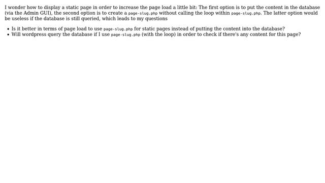 Wordpress: If I use a static page-slug.php for a page, is the database still queried? смотреть онлайн