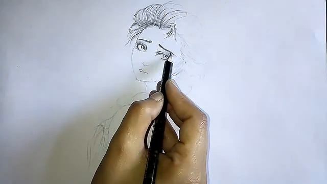 Sad girl sketch with pencil. смотреть онлайн