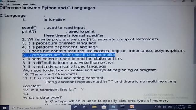 Differences between c language and Python смотреть онлайн