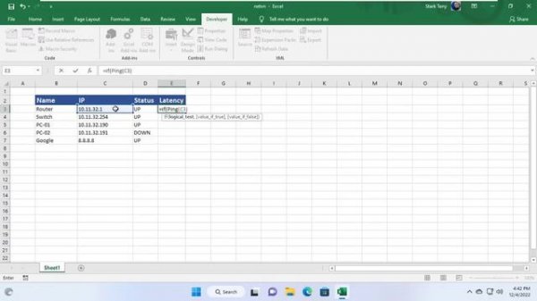 Monitor your IP with Microsoft Excel