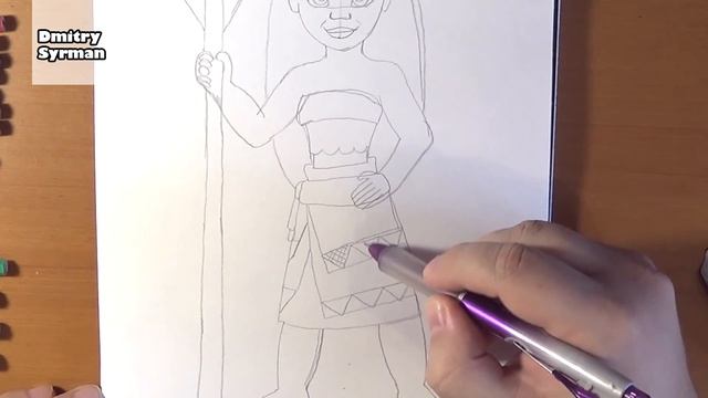 How to draw Moana, Как нарисовать принцессу Моану смотреть онлайн