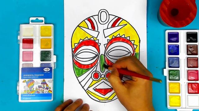 Арт-проект для ШКОЛЫ - Маска Африка - урок рисования смотреть онлайн