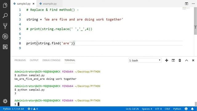 Replace & find Method in Python смотреть онлайн