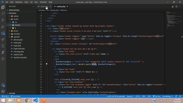 PHP Blog Part 20: Design Navbar using Bootstrap 5 | Fetch category data in Navbar in php |menu item смотреть онлайн