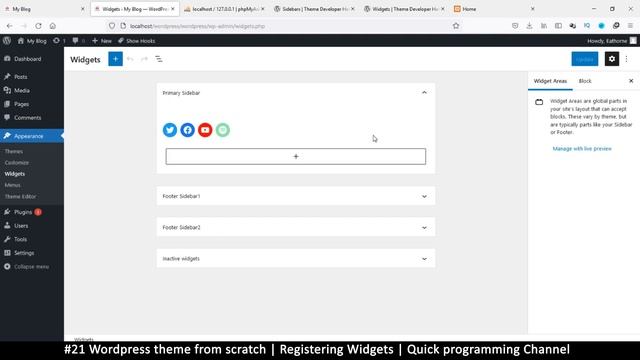 #21 Wordpress theme from scratch | Registering widgets | Quick programming beginner tutorial смотреть онлайн