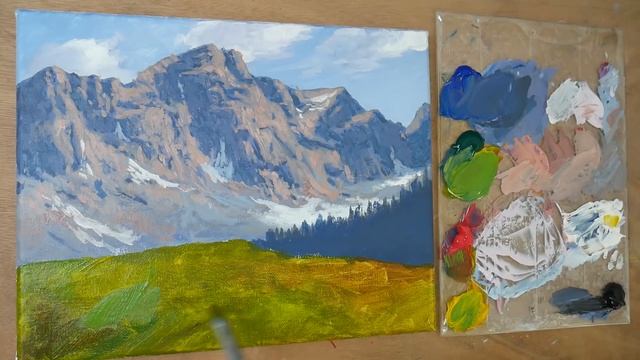 Acrylic Painting Old House in the Mountain Landscape смотреть онлайн