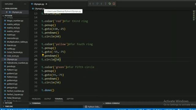 Draw Olympic | Full Python Code|| Python Turtle смотреть онлайн