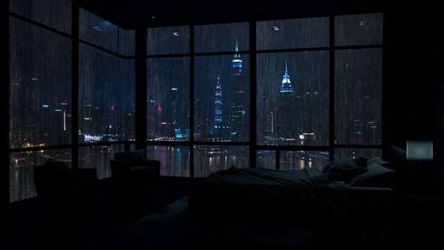 Soothing Rain & Thunder Sounds For Sleep , Study , Meditation ?| Autumn Rainy Night At NYC
