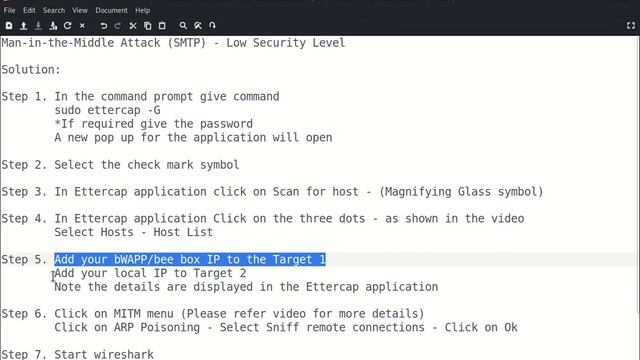 BWAPP Man In The Middle Attack SMTP