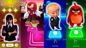 Wednesday vs Sonic Knuckles vs Boss Baby vs Red Angry Birds - Tiles hop EDM Rush #coffindance