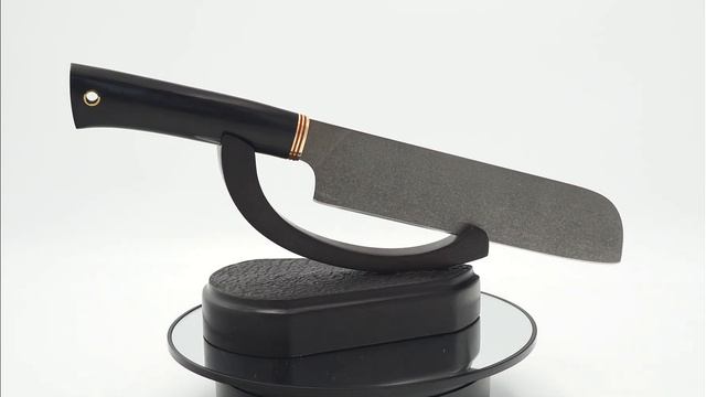 Нож Сантоку, клинок из тигельного булата, рукоять морёный граб смотреть онлайн