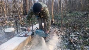 Рамка для продольного распила брёвен бензопилой с лебёдочкой