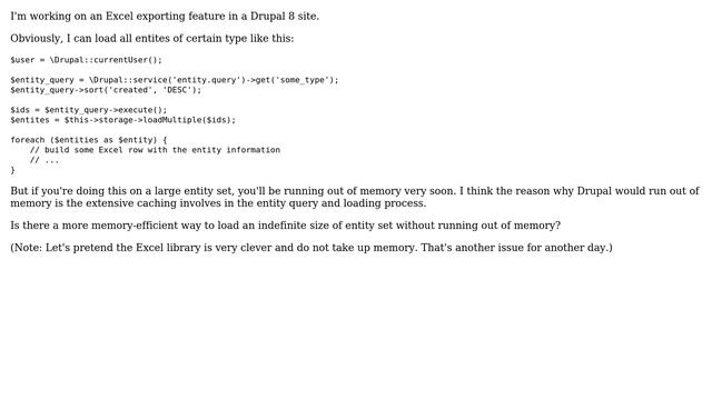 Drupal: Memory efficient way to load large entity set for data export (2 Solutions!!) смотреть онлайн