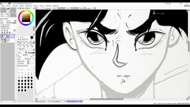 Using Paint Tool Sai for the First time in 2020 in Inking my Drawing смотреть онлайн