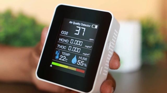 Portable 5 In 1 Intelligent Air Quality Detector ! Display - Temperature, Humidity, CO2, TVOC, HCHO