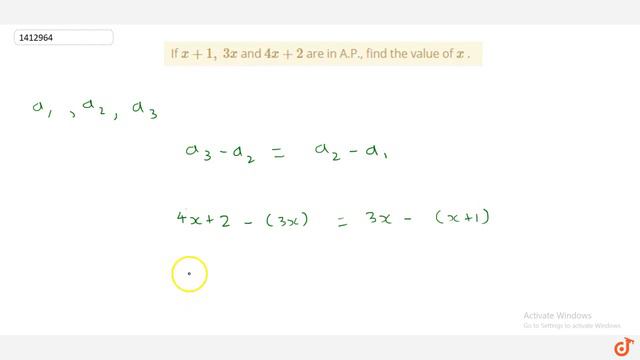 "If `x+1,\ 3x` and `4x+2` are in A.P., find the value of `x` ." смотреть онлайн