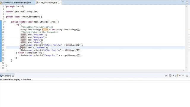 ArrayList Example in Java смотреть онлайн