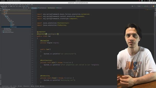 @DependsOn for Initialization and destruction order between beans | Spring Tutorial |Ch1|E18| смотреть онлайн