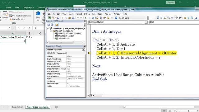 VBA Macros: Color Index Property Single Row смотреть онлайн