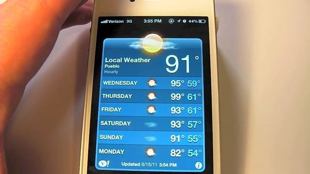 How to view the hourly weather forecast on iOS 5 смотреть онлайн