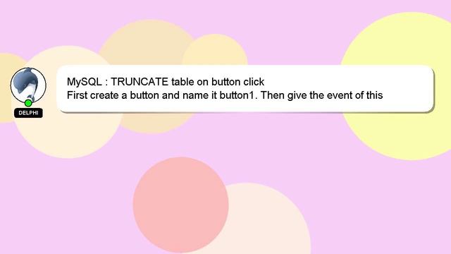 MySQL : TRUNCATE table on button click смотреть онлайн