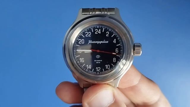 Часы с автоподзаводом "Восток" Командирские Амфибия с 24-х часовым циферблатом (720935/2431.01) смотреть онлайн