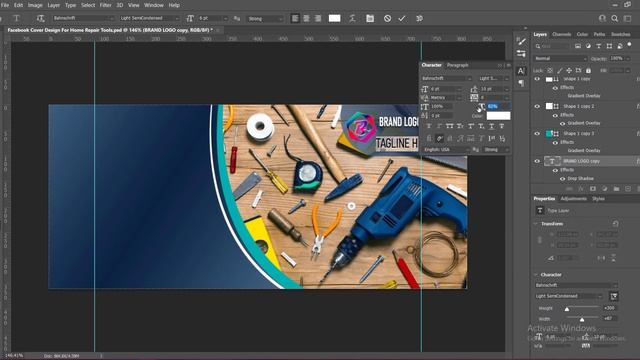 Facebook Cover Design For Hand Tools Brand | Professional Facebook Banner Design | Photoshop CC смотреть онлайн