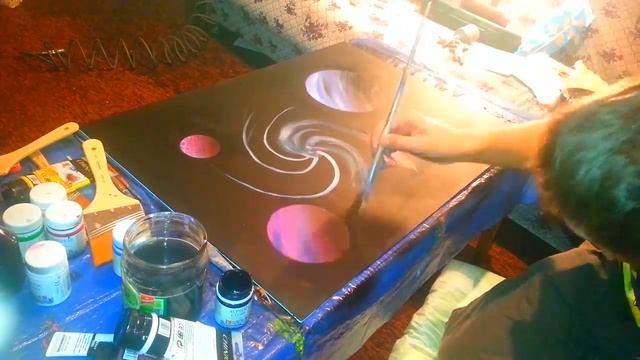 Acrylic space painting | speed painting | how to paint a galaxy | Как рисовать космос | смотреть онлайн
