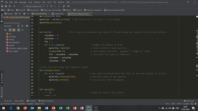 Fibonacci Sequence/Spiral written in Python смотреть онлайн