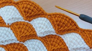 Идеи вязания в тунисской технике ? Узор ракушка крючком??