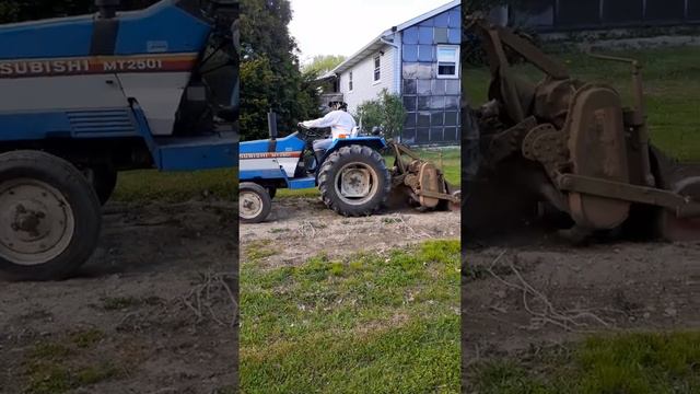 Mitsubishi MT2501 tractor rototilling смотреть онлайн