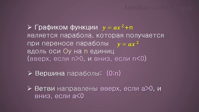 Функция y=ax^2+n и её график. 4 способа построения графика. Как построить ПАРАБОЛУ? // 9 класс смотреть онлайн