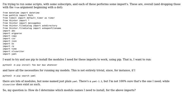 Unix & Linux: How do I determine which python modules to pip-install for these imports? смотреть онлайн